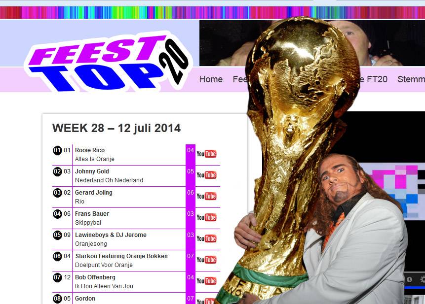 Feestzanger Rooie Rico op 1 in de Feest Top 20!